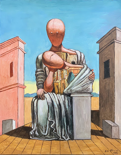 poéte triste consolé par sa muse peinture de Chirico
