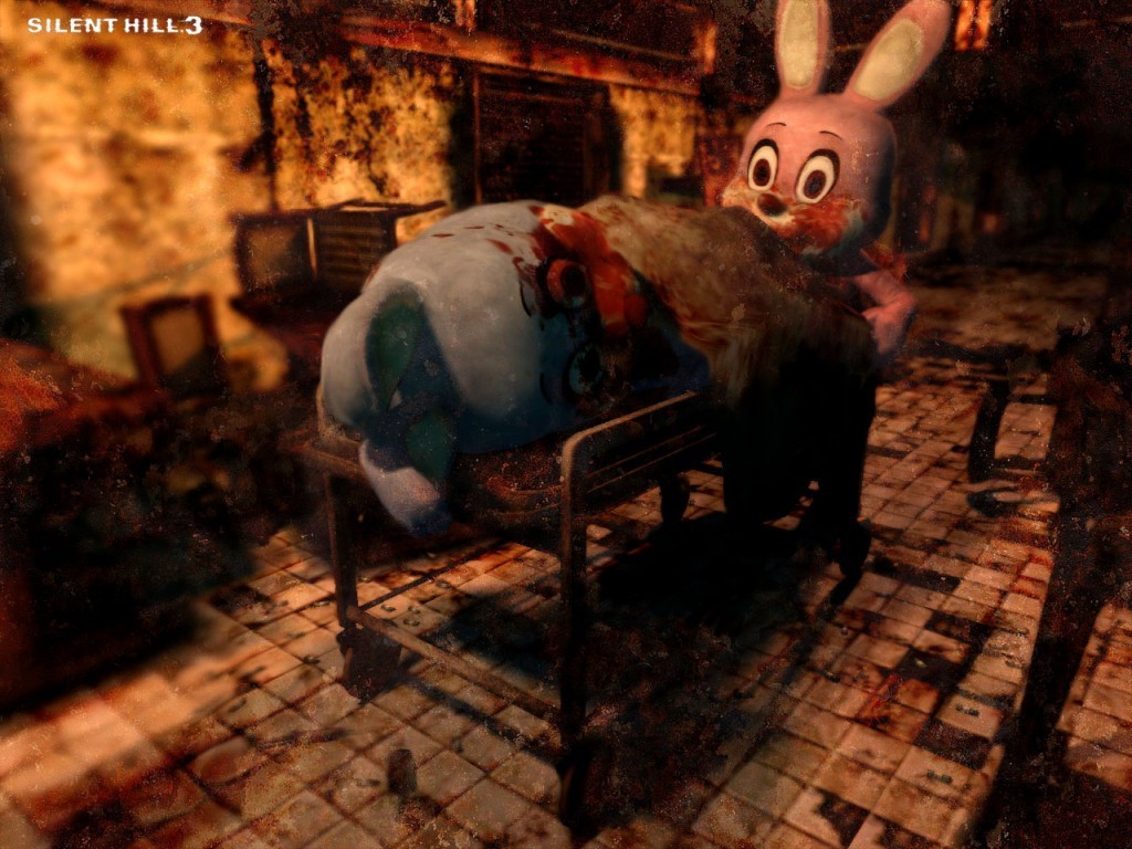 Lapins de silent Hill 3 et un chariot